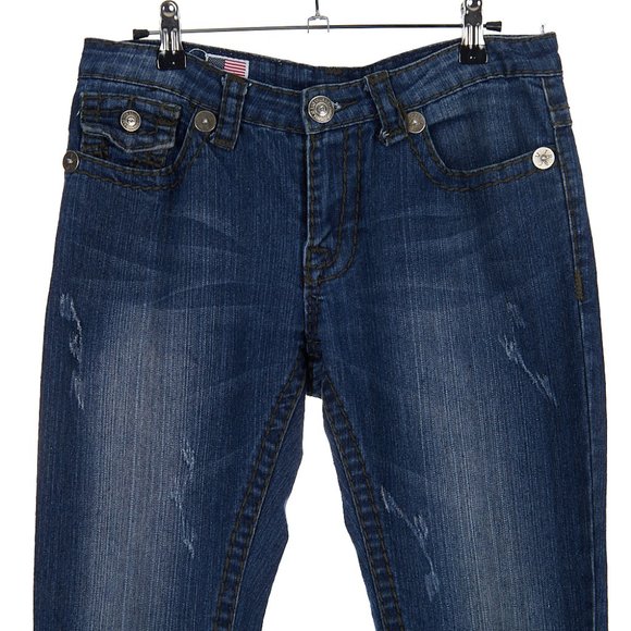 True Religion Lightly Distressed Low-Mid Rise Jeans Women's Size 29 - Picture 2 of 11